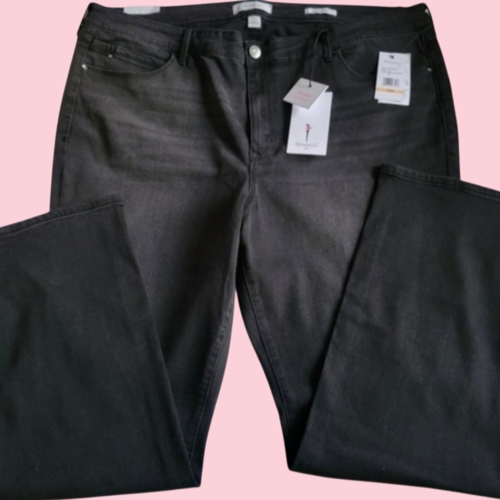NEW Skinnygirl High-Rise Black Stretch Relaxed Fit Size 24w Plus